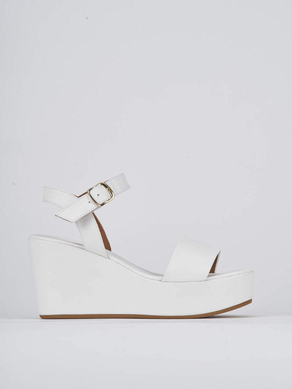 Wedge heels heel 7 cm white leather