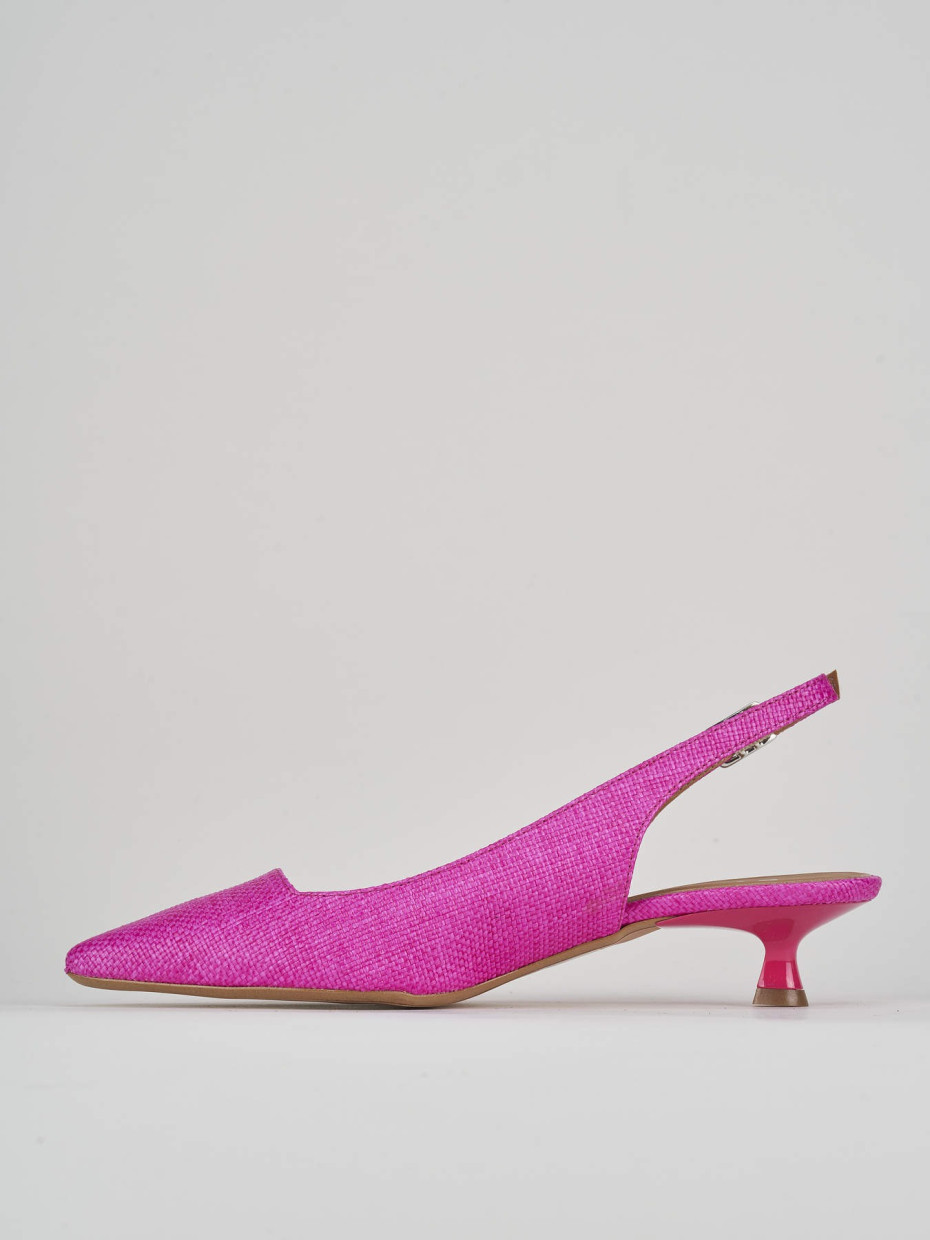 Slingback decolte' tacco 3 cm rosa tessuto