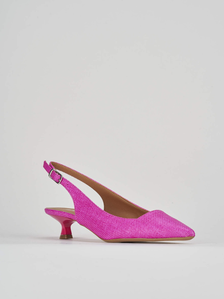 Slingback decolte' tacco 3 cm rosa tessuto