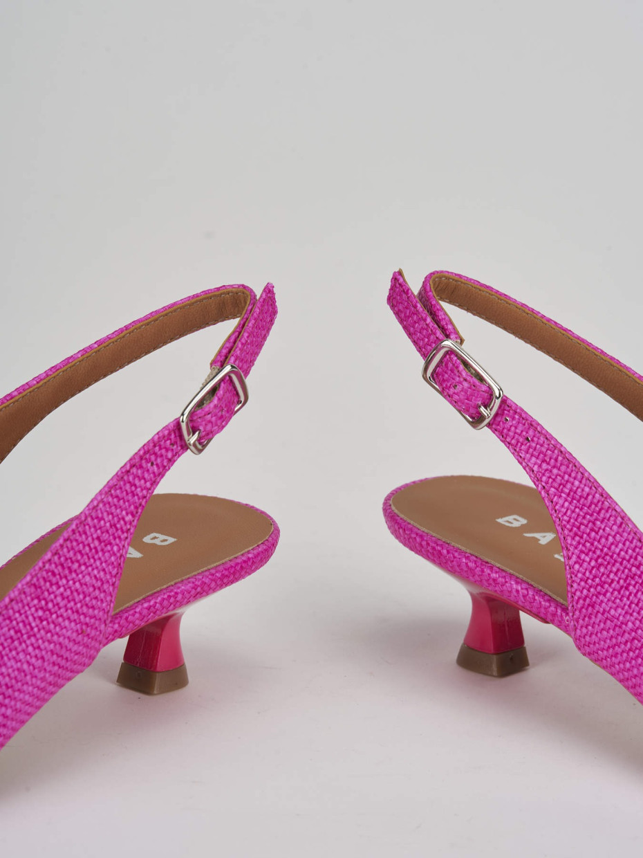 Slingback decolte' tacco 3 cm rosa tessuto