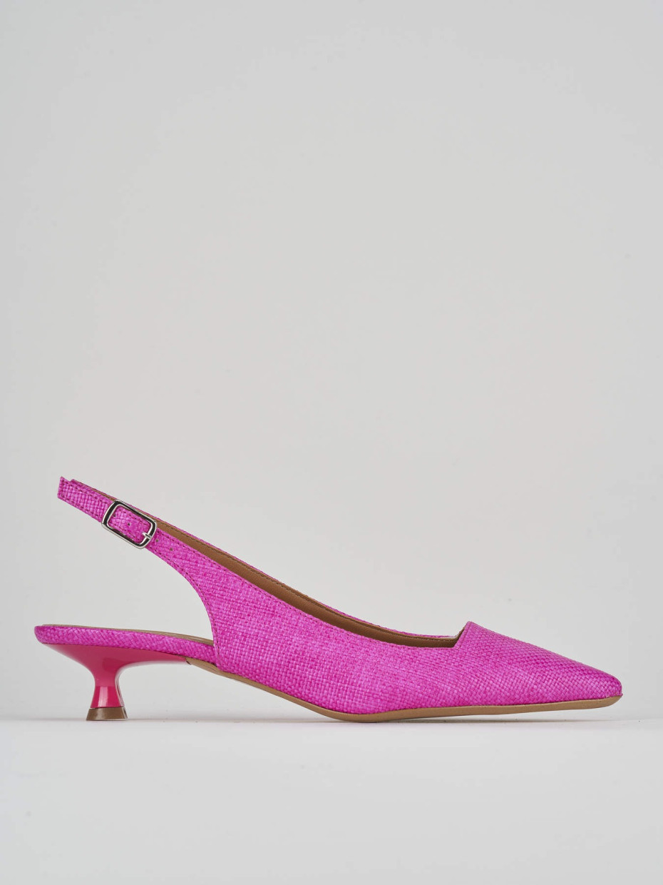 Slingback decolte' tacco 3 cm rosa tessuto