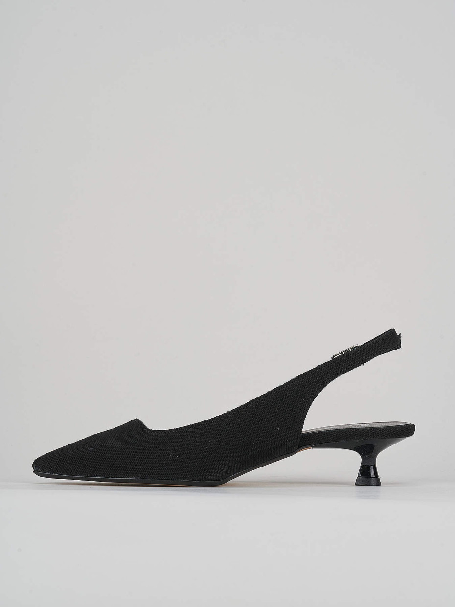 Slingback decolte' tacco 3 cm nero tessuto