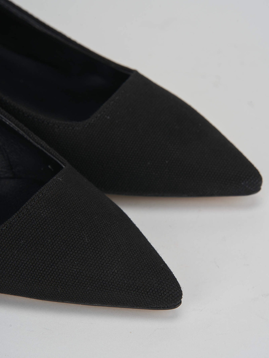 Slingback decolte' tacco 3 cm nero tessuto