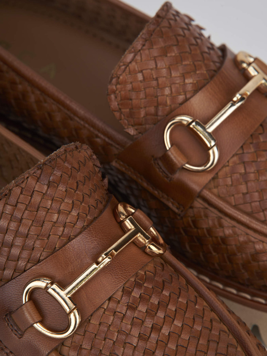 Loafers heel 2 cm brown leather