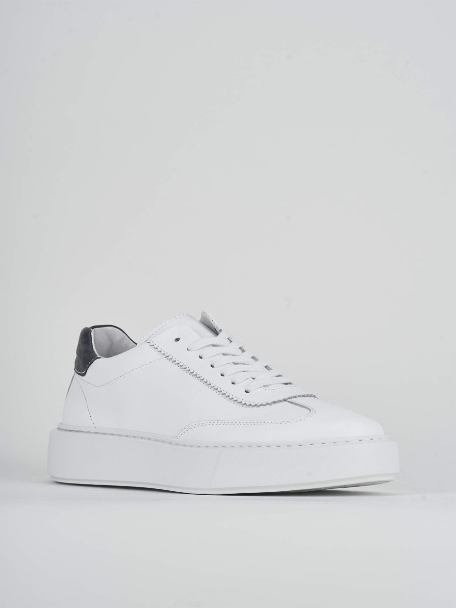 Sneakers tacco 1cm pelle bianco