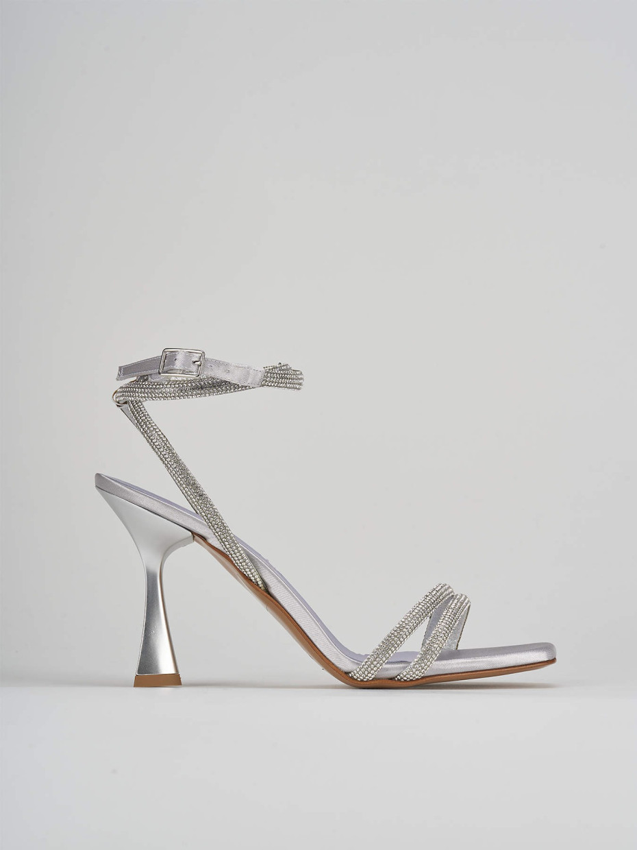 High heel sandals heel 9 cm silver leather