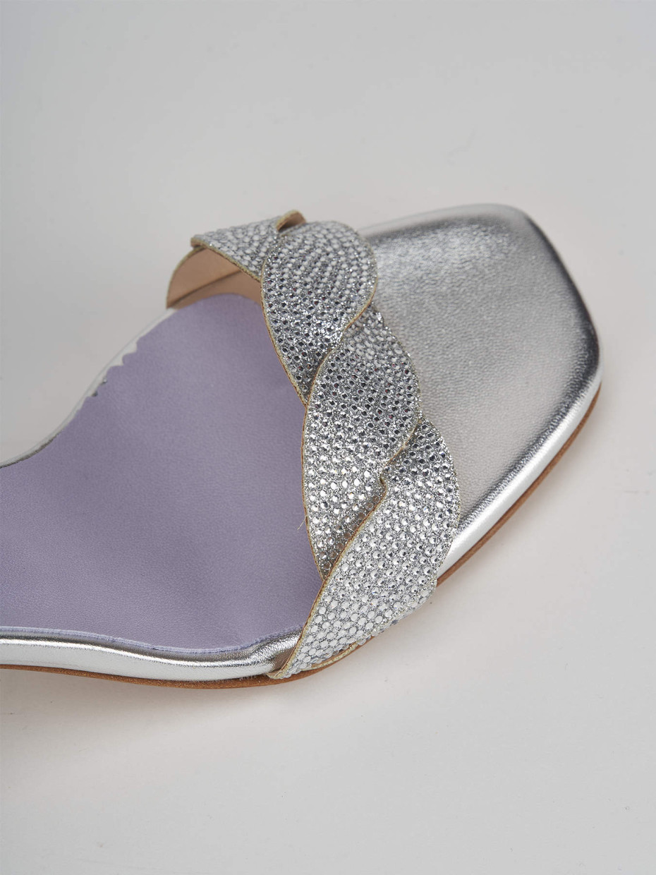 High heel sandals heel 5 cm silver leather