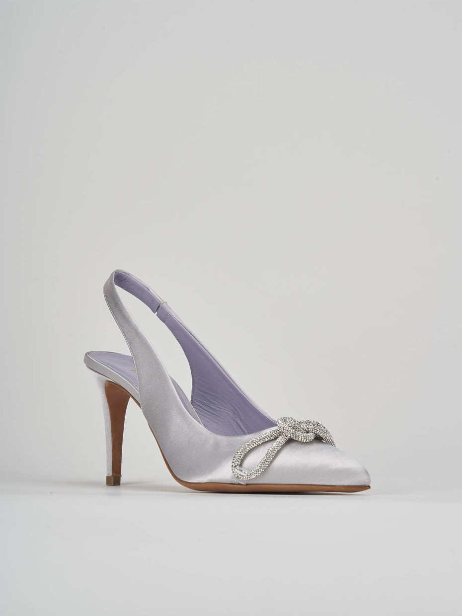 Décolleté e slingback tacco 7cm raso argento