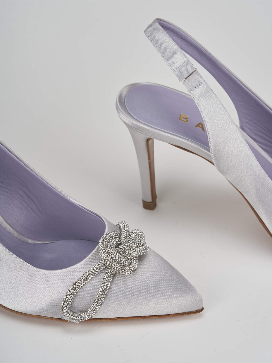 Décolleté e slingback tacco 7cm raso argento