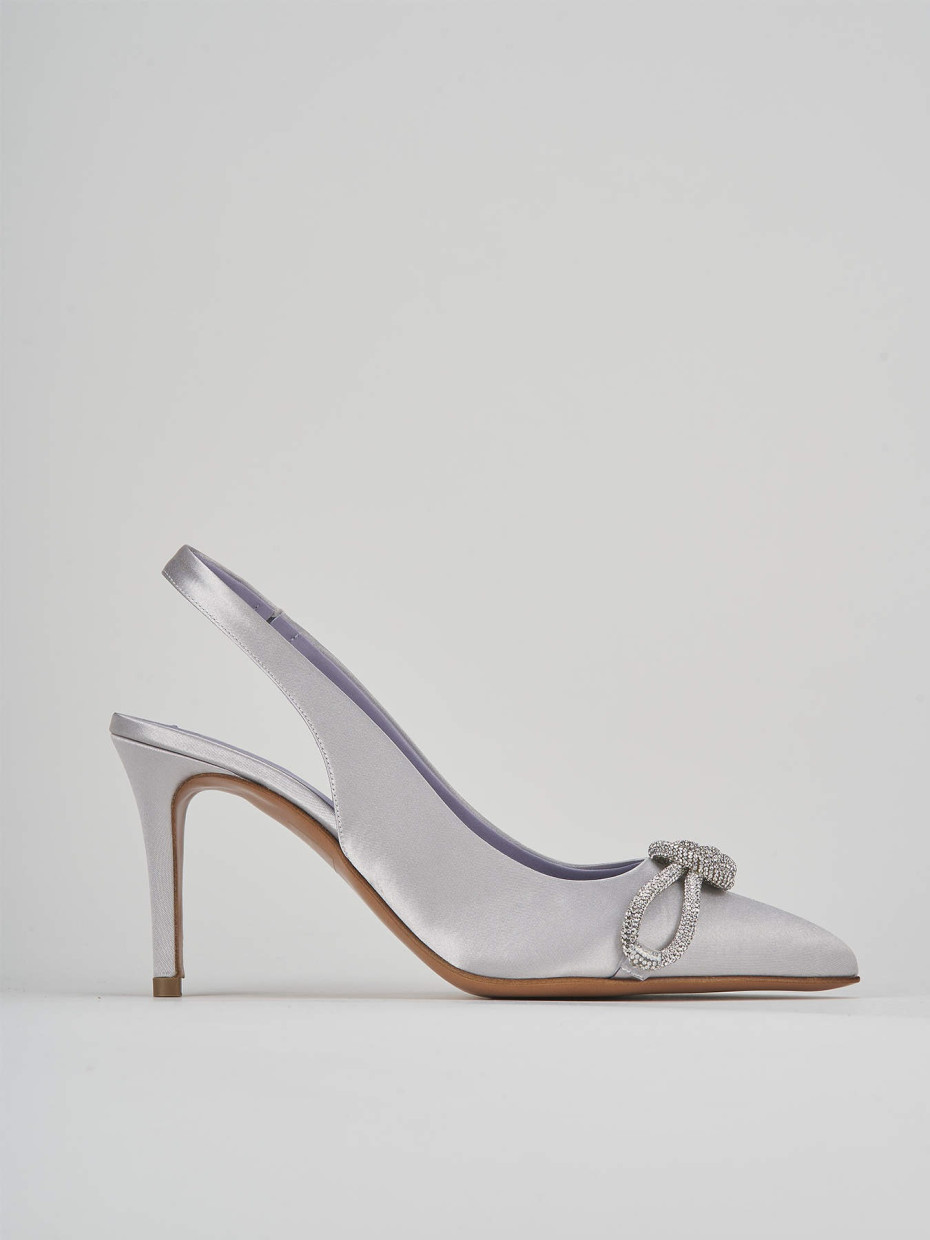 Décolleté e slingback tacco 7cm raso argento