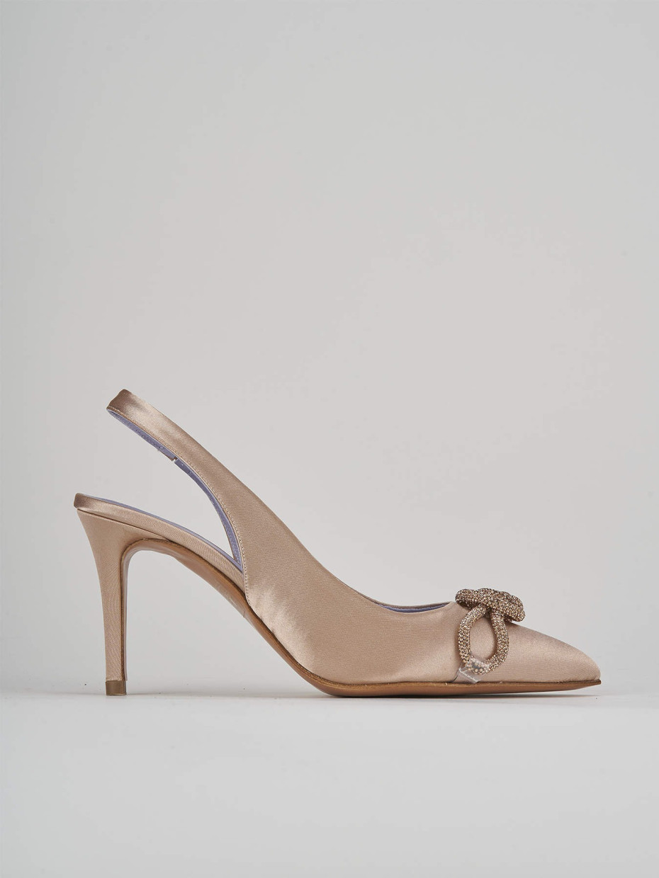 Décolleté e slingback tacco 7cm raso beige