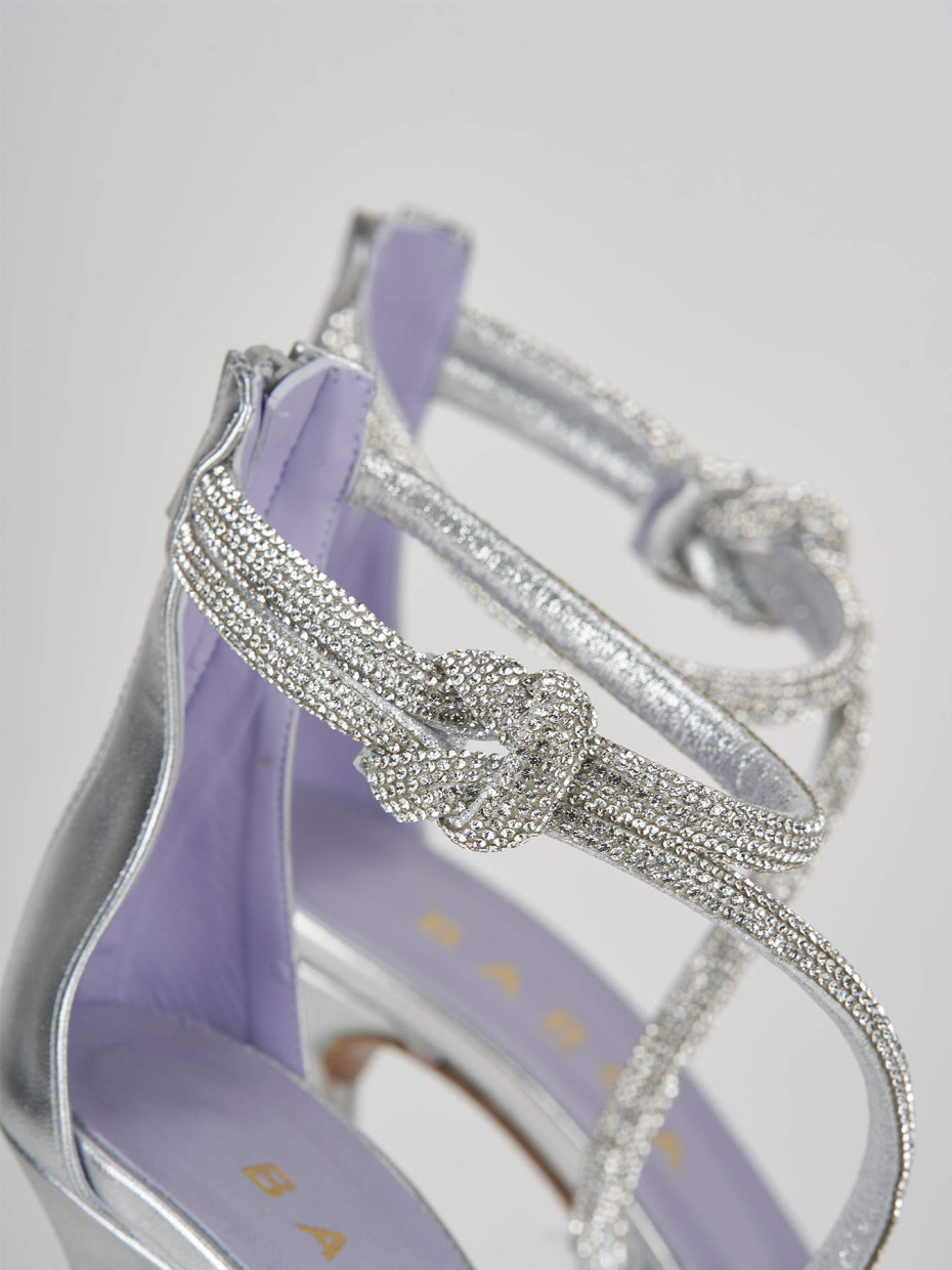 High heel sandals heel 9 cm silver leather