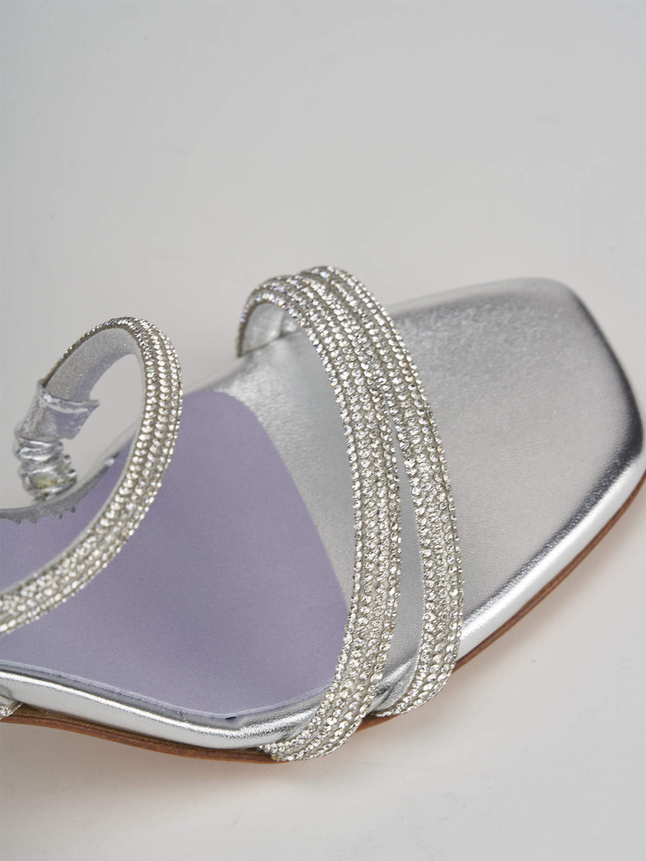 Sandalo tacco 7 cm argento pelle