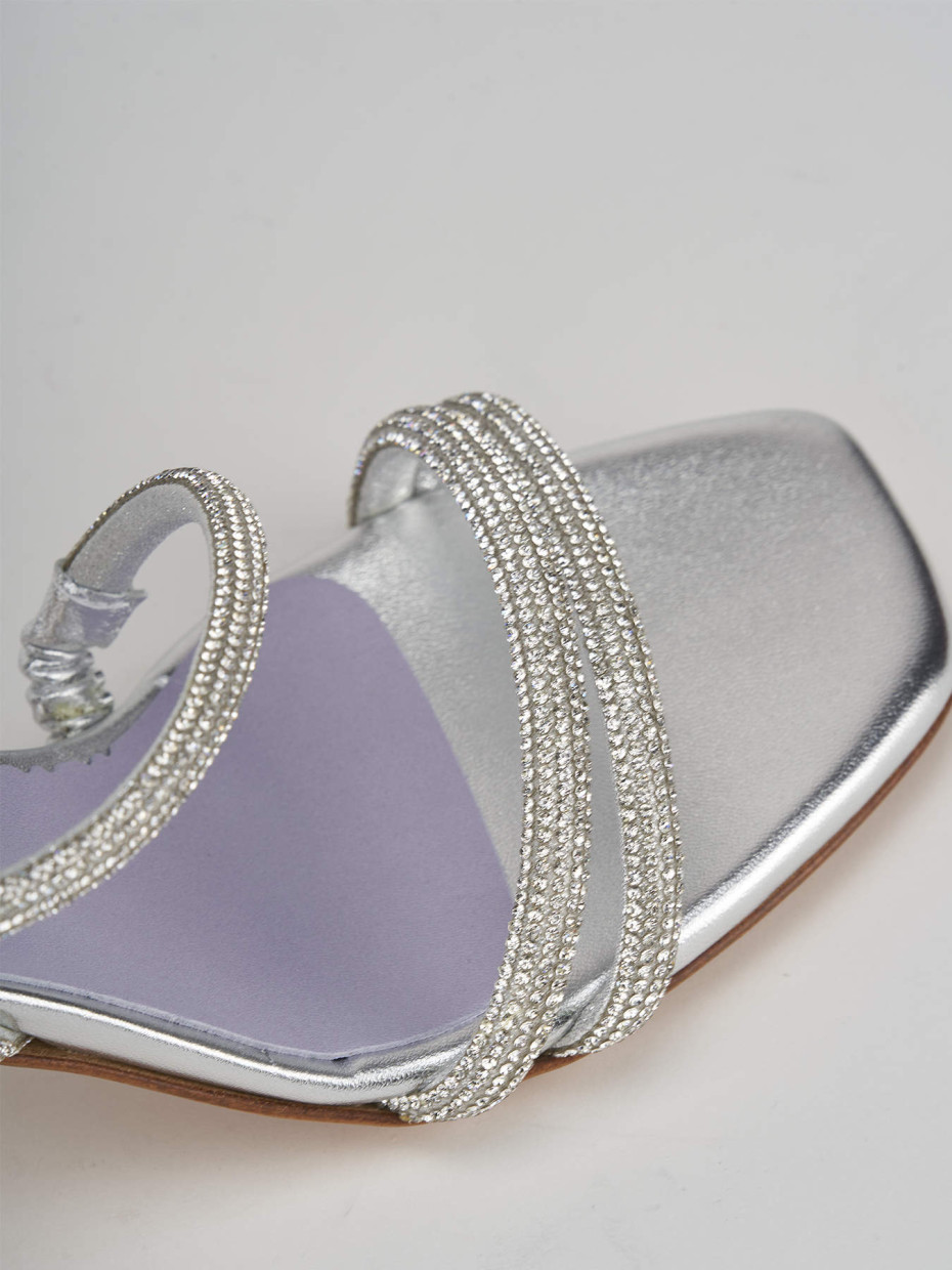 High heel sandals heel 7 cm silver leather