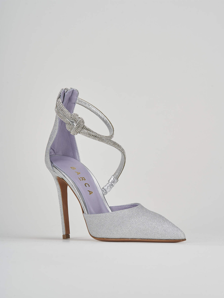 Décolleté e slingback tacco 10cm pelle argento