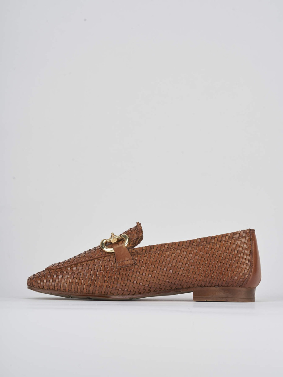 Loafers heel 1 cm brown leather