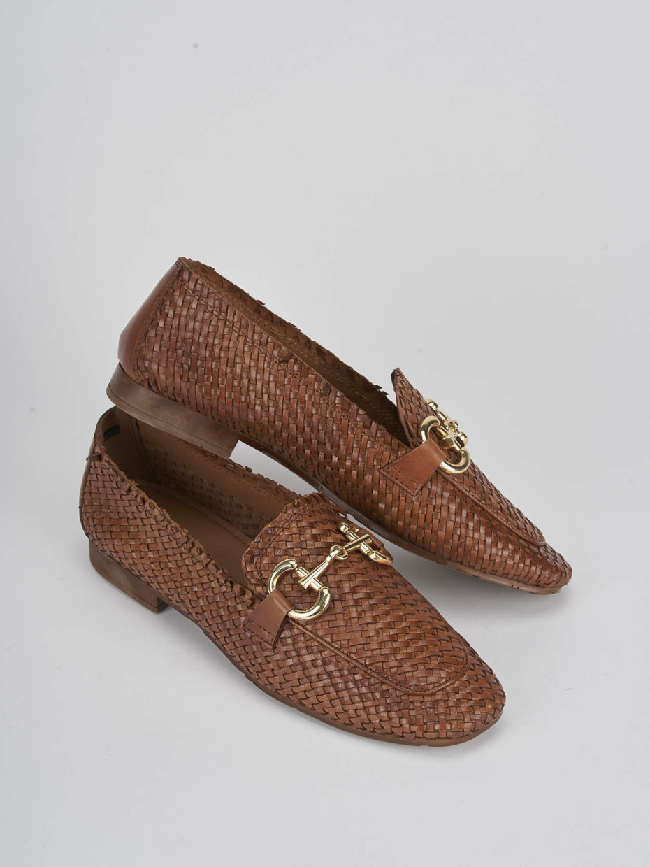 Loafers heel 1 cm brown leather