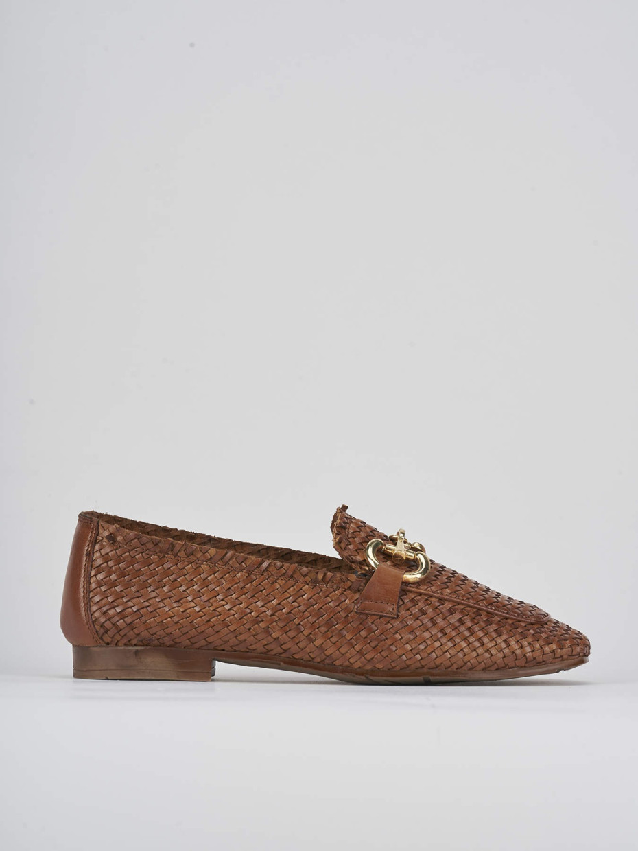 Loafers heel 1 cm brown leather