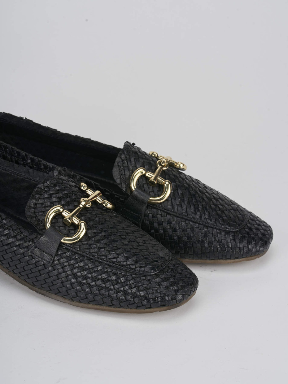 Loafers heel 1 cm black leather