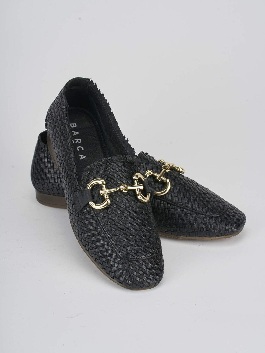 Loafers heel 1 cm black leather