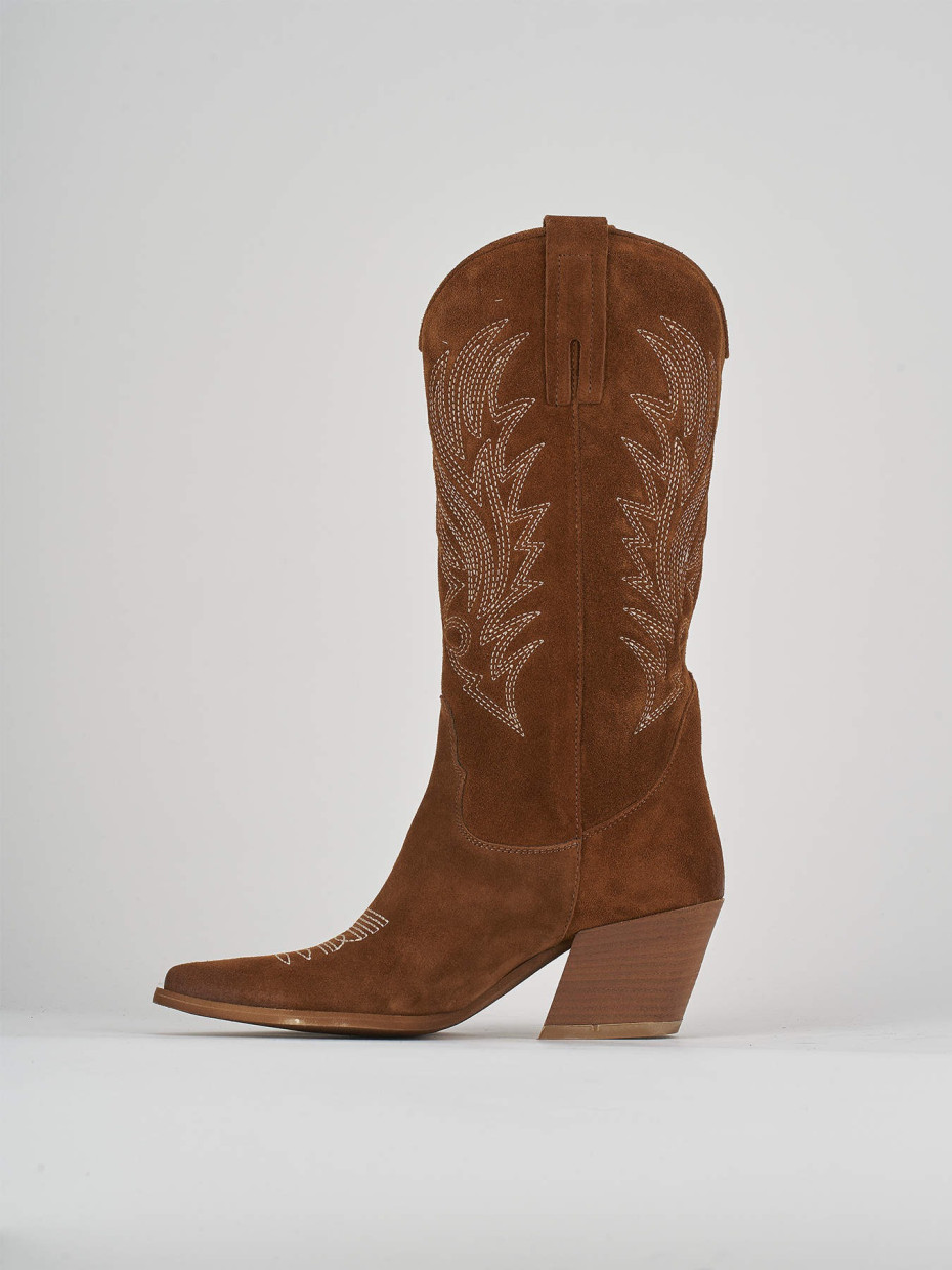 High heel boots heel 7 cm brown suede