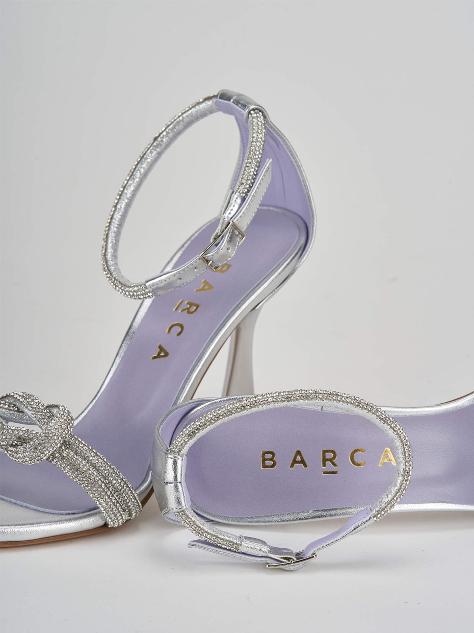 High heel sandals heel 9 cm silver leather
