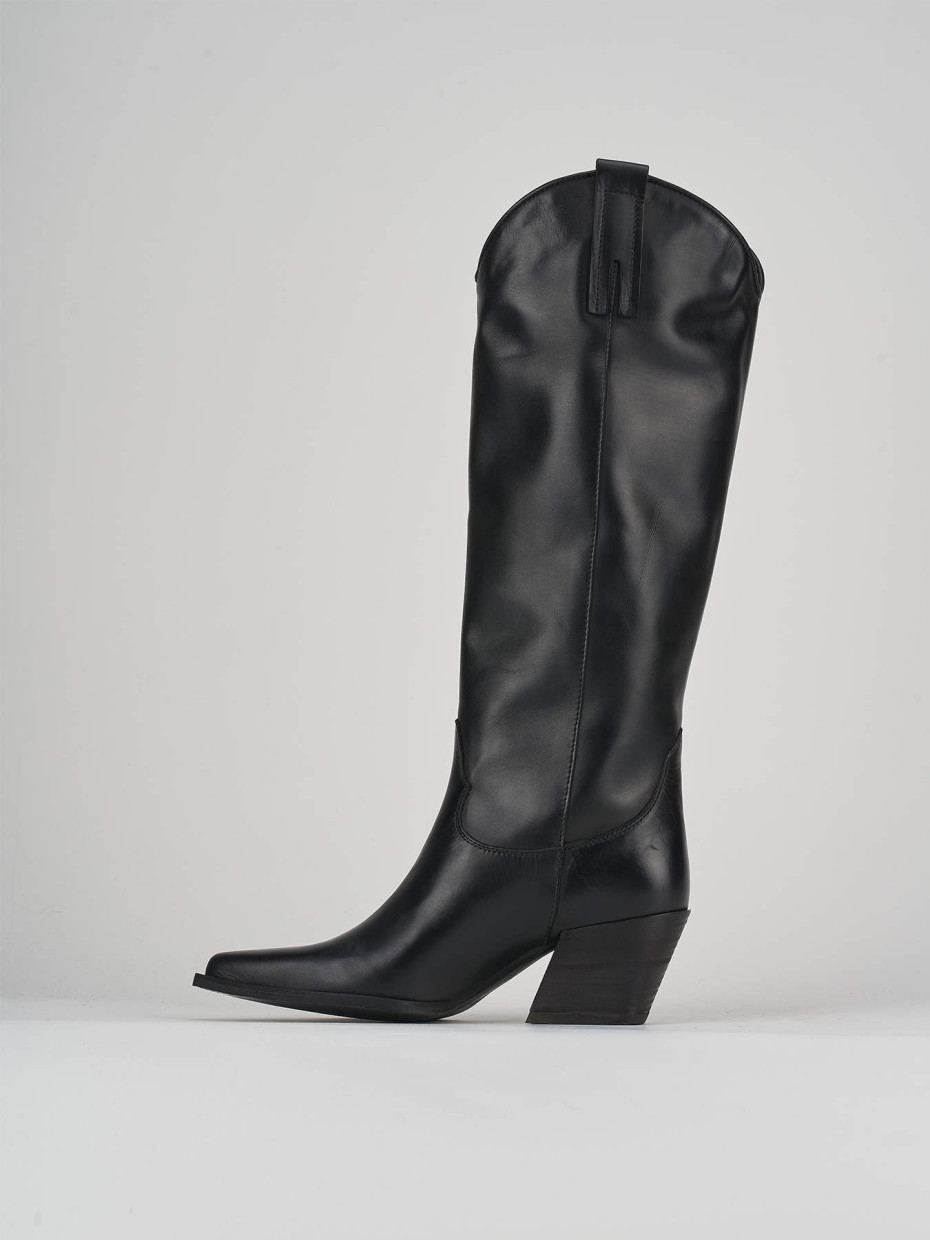 Stivale texano tacco 7 cm nero pelle Barca Stores