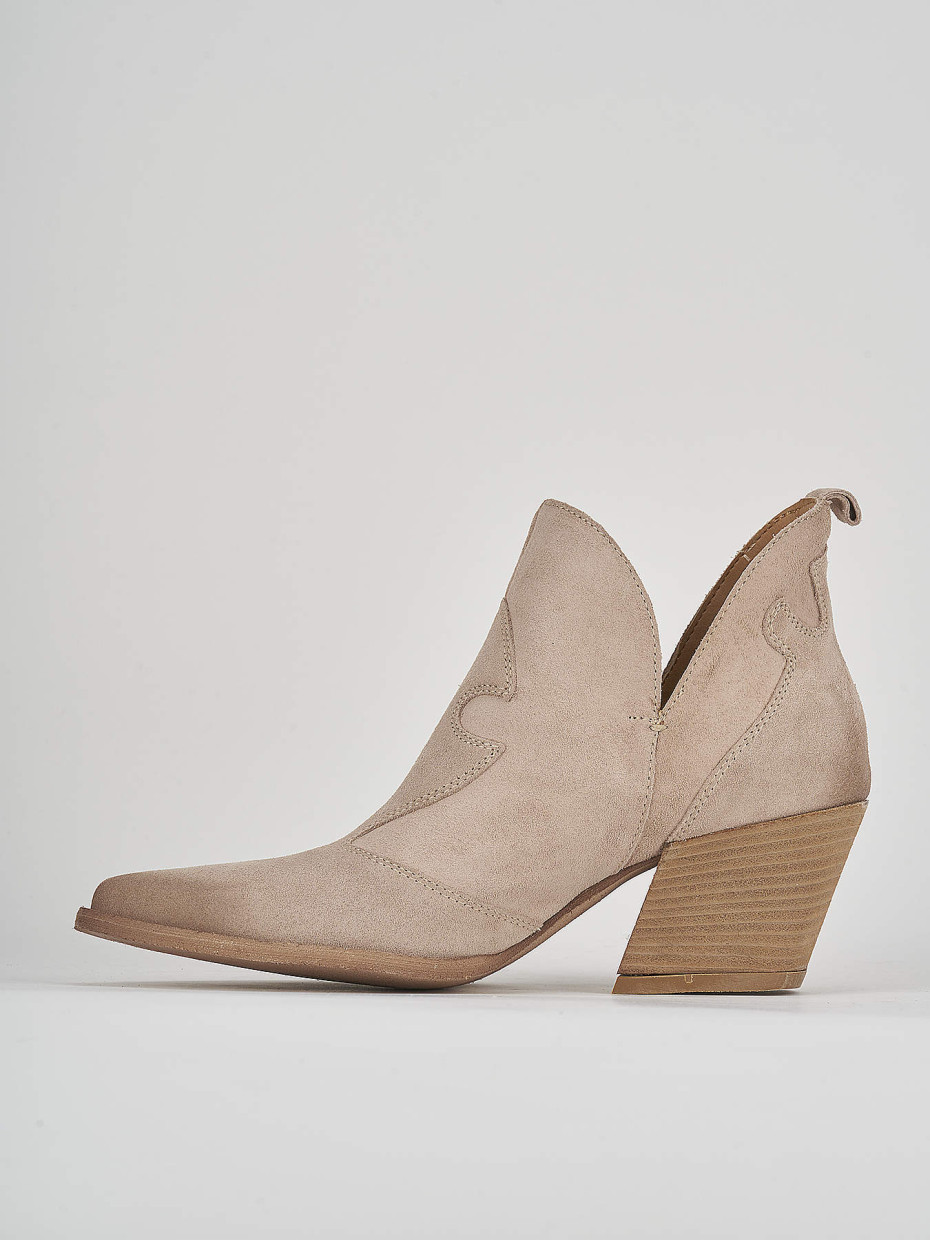 High heel ankle boots heel 7 cm beige suede