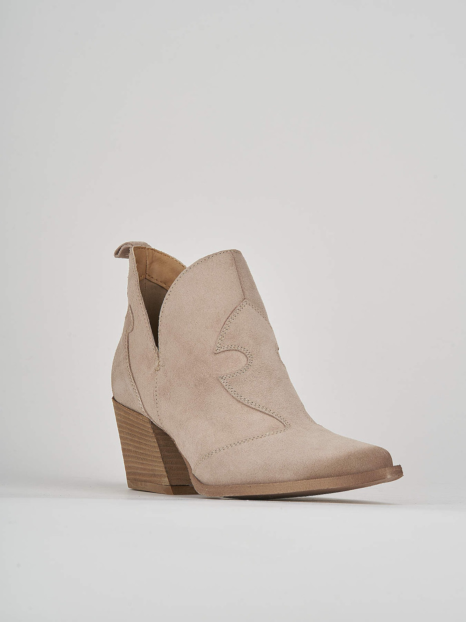 High heel ankle boots heel 7 cm beige suede