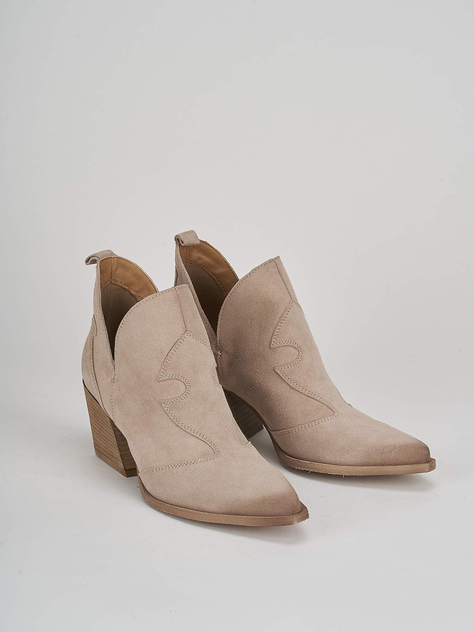 High heel ankle boots heel 7 cm beige suede