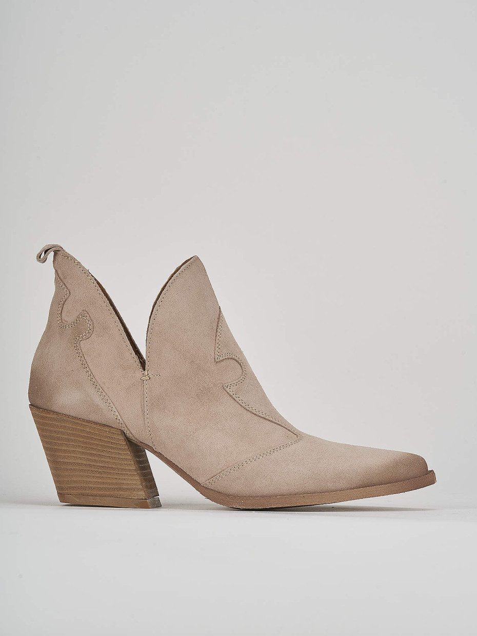 High heel ankle boots heel 7 cm beige suede