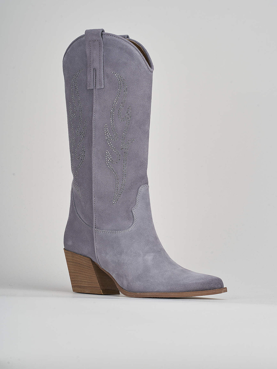 Blue suede heeled boots sale