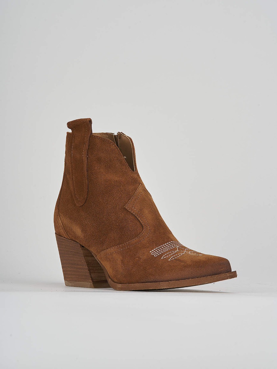 Stivaletti tacco 7cm camoscio marrone