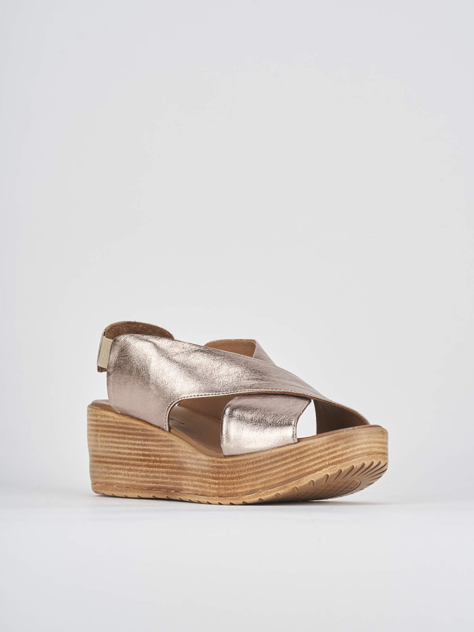 Wedge heels heel 6 cm bronze leather
