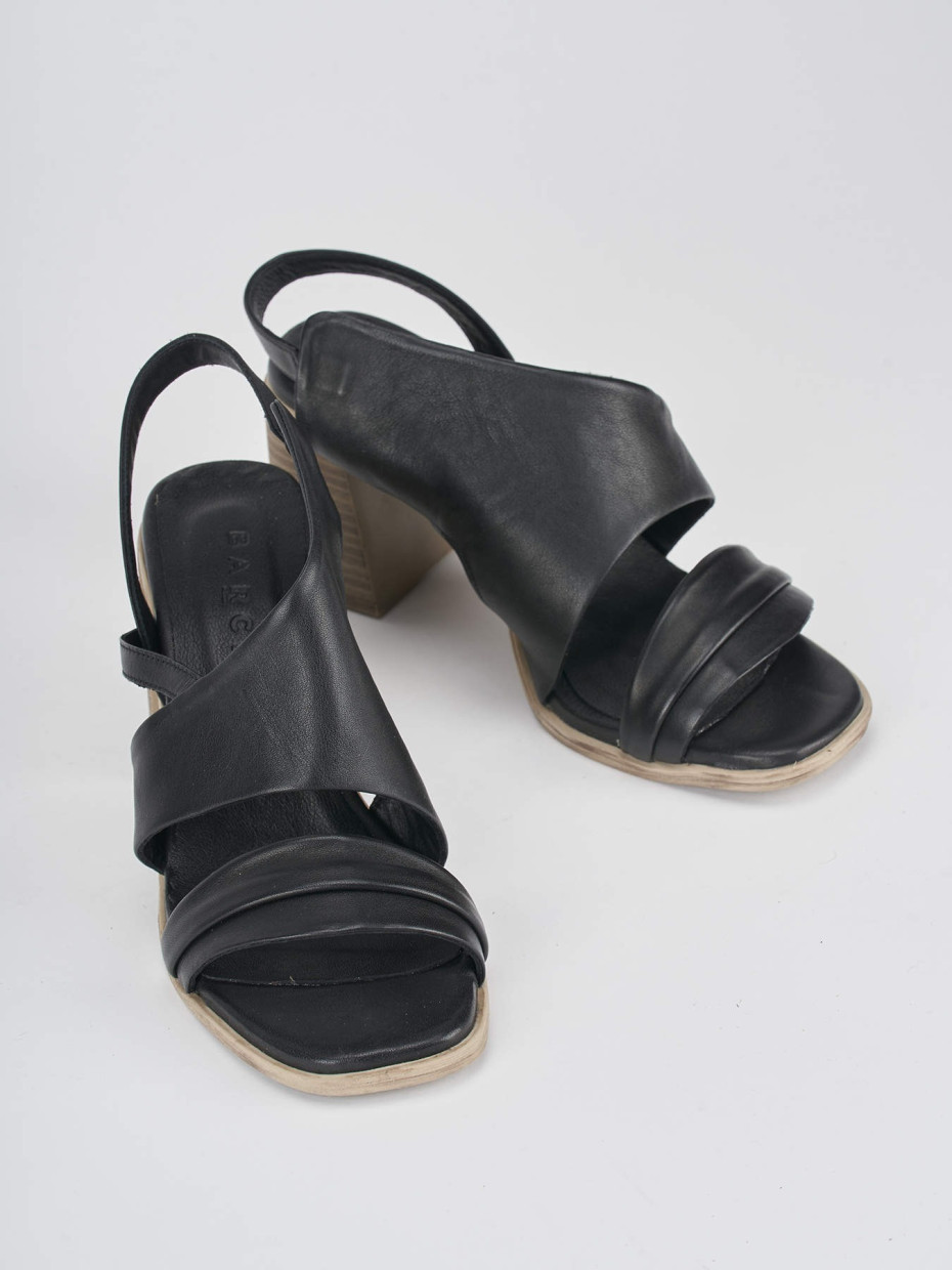 Sandalo tacco 7 cm nero pelle