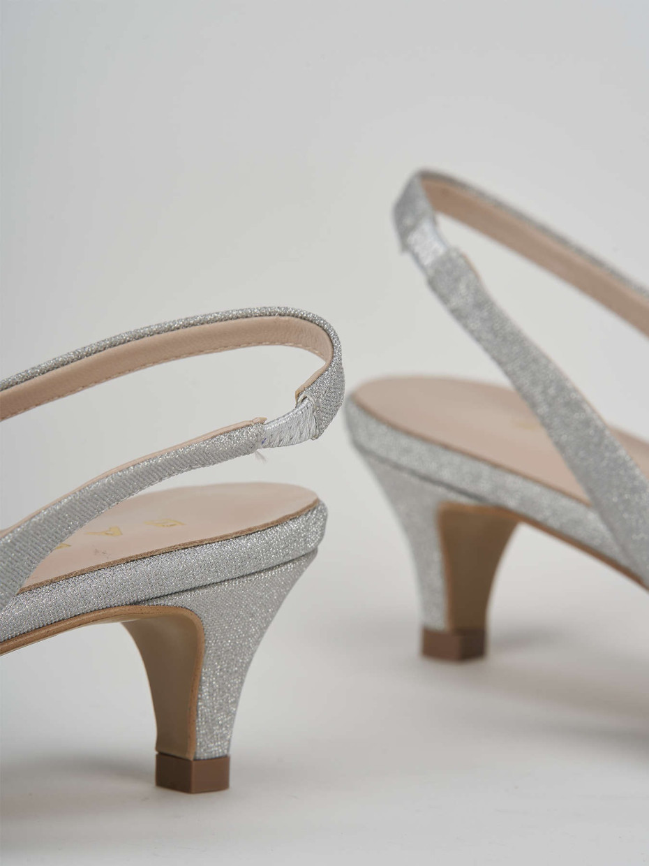 Pumps woman heel 3 cm silver glitter Barca Stores