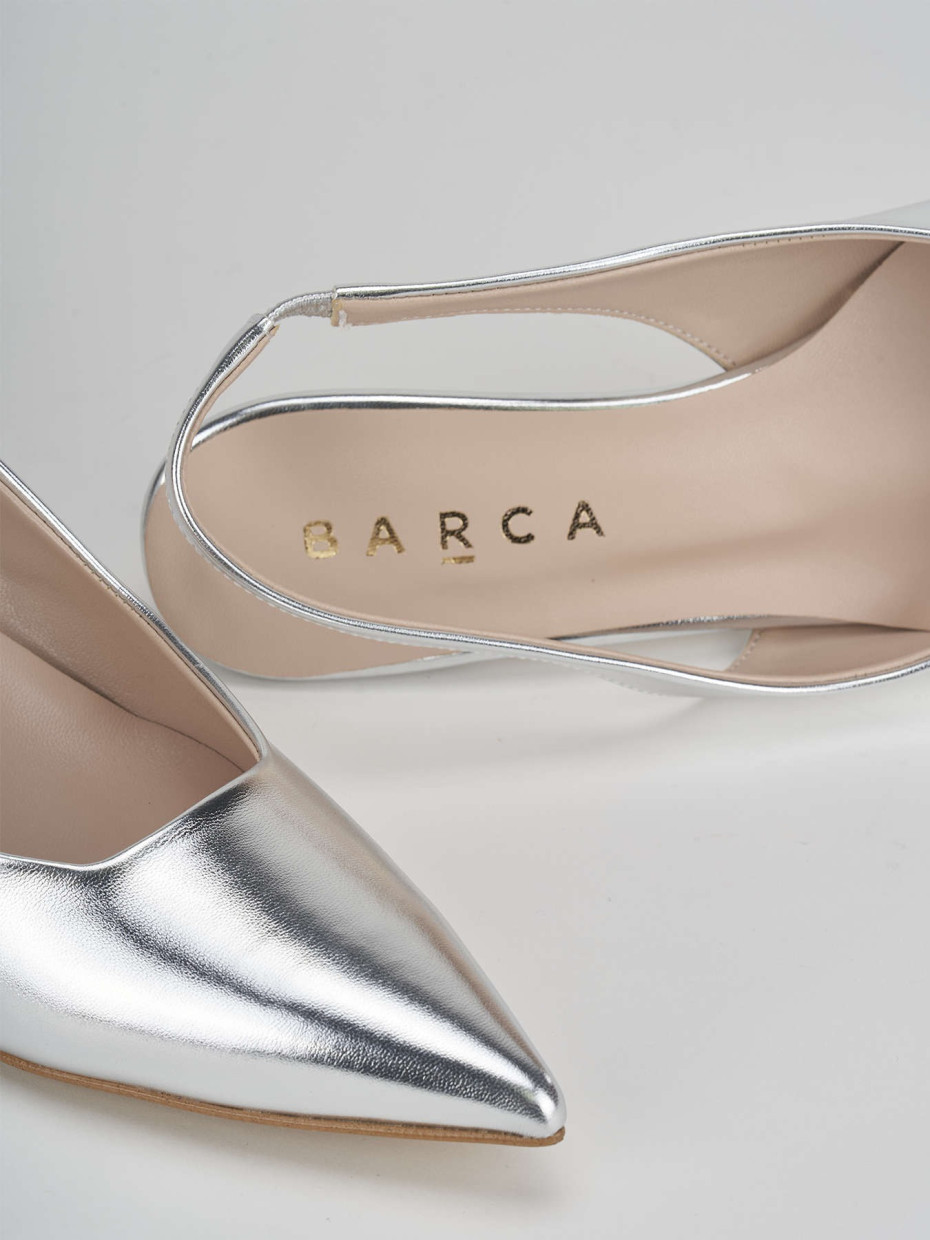 Décolleté e slingback tacco 3cm laminato argento