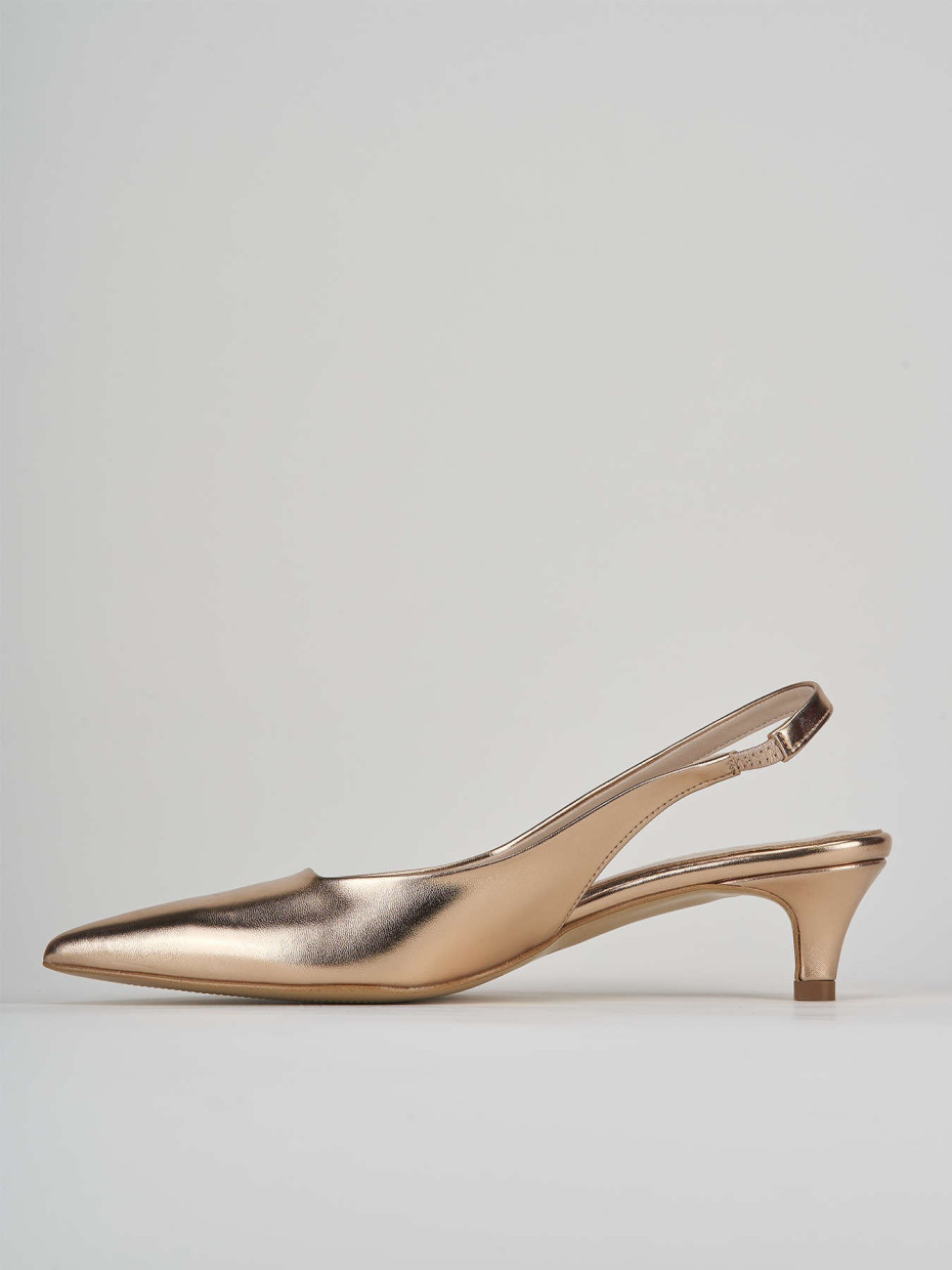 Décolleté e slingback tacco 3cm laminato bronzo