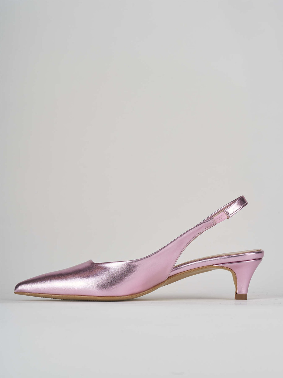 Décolleté e slingback tacco 3cm laminato rosa