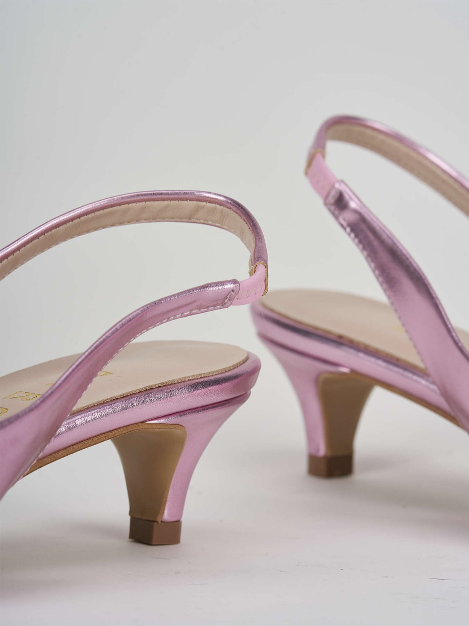 Décolleté e slingback tacco 3cm laminato rosa