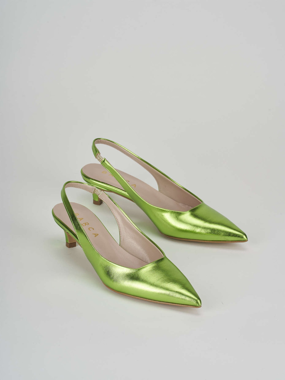 Décolleté e slingback tacco 3cm laminato verde