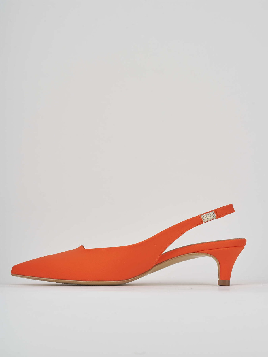 Décolleté e slingback tacco 3cm licra arancio