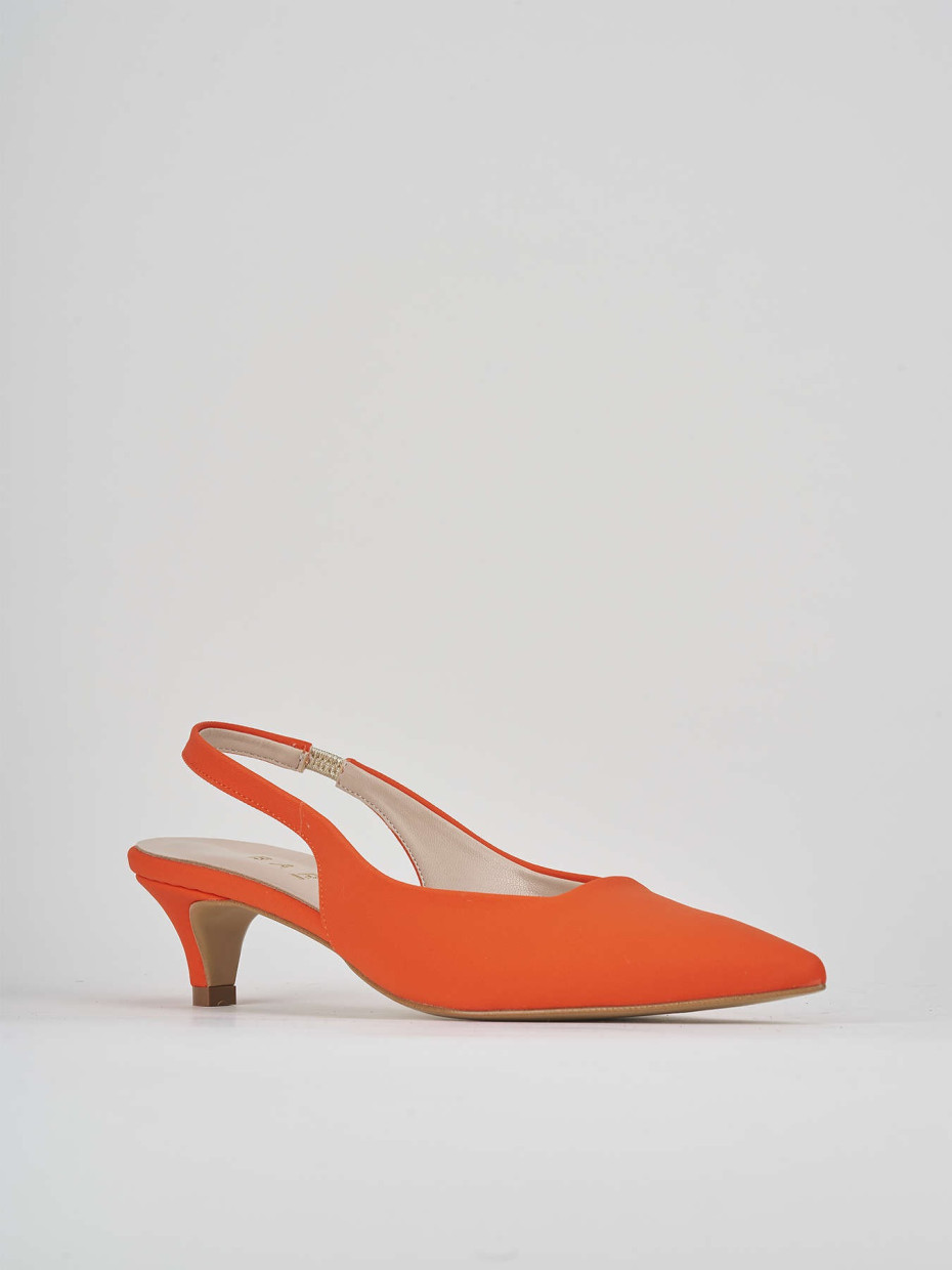 Décolleté e slingback tacco 3cm licra arancio