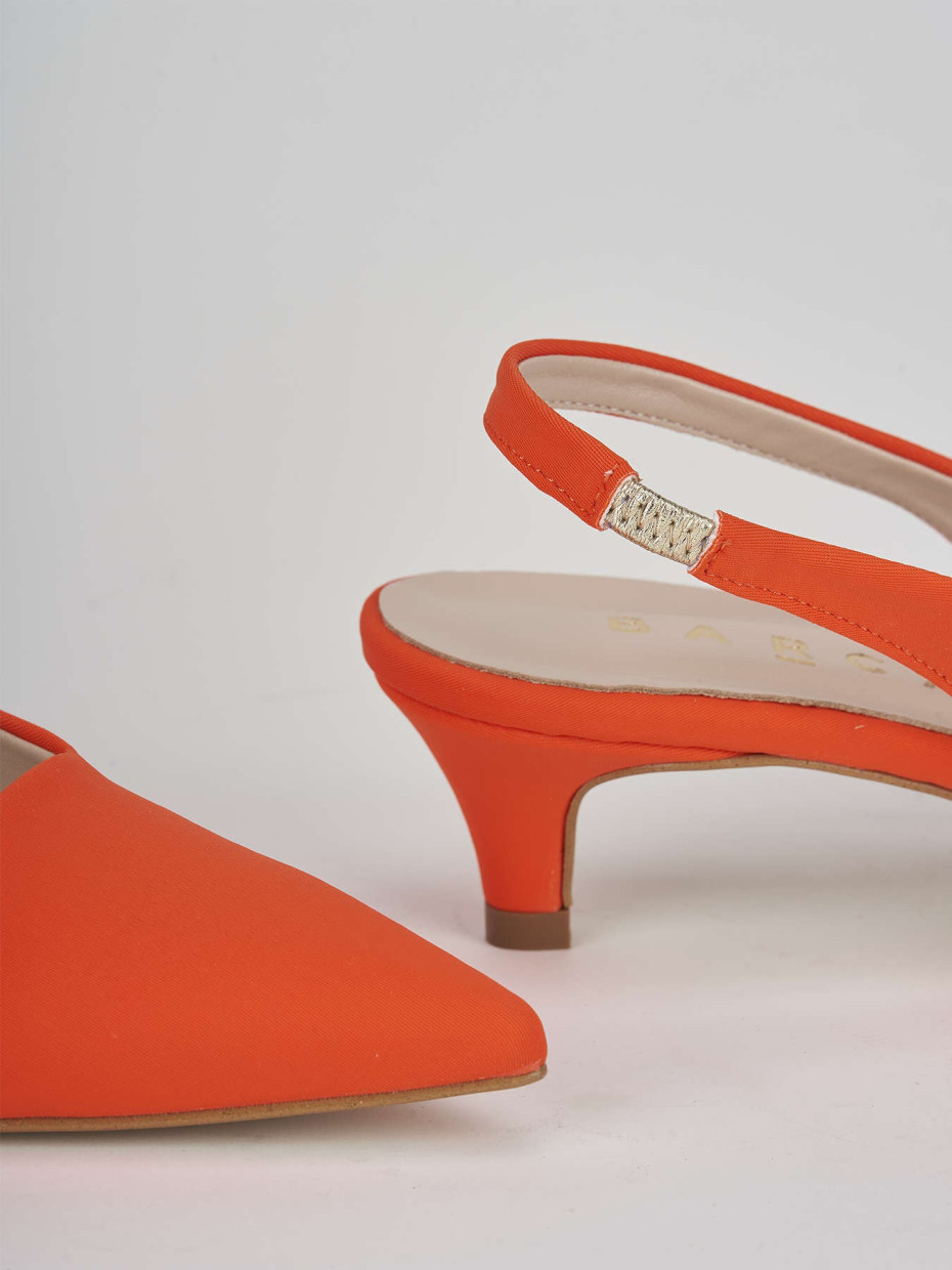 Décolleté e slingback tacco 3cm licra arancio