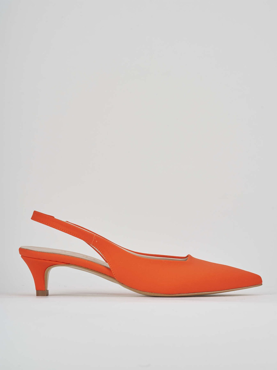 Décolleté e slingback tacco 3cm licra arancio