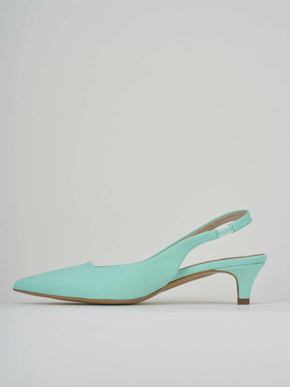 Décolleté e slingback tacco 3cm licra azzurro