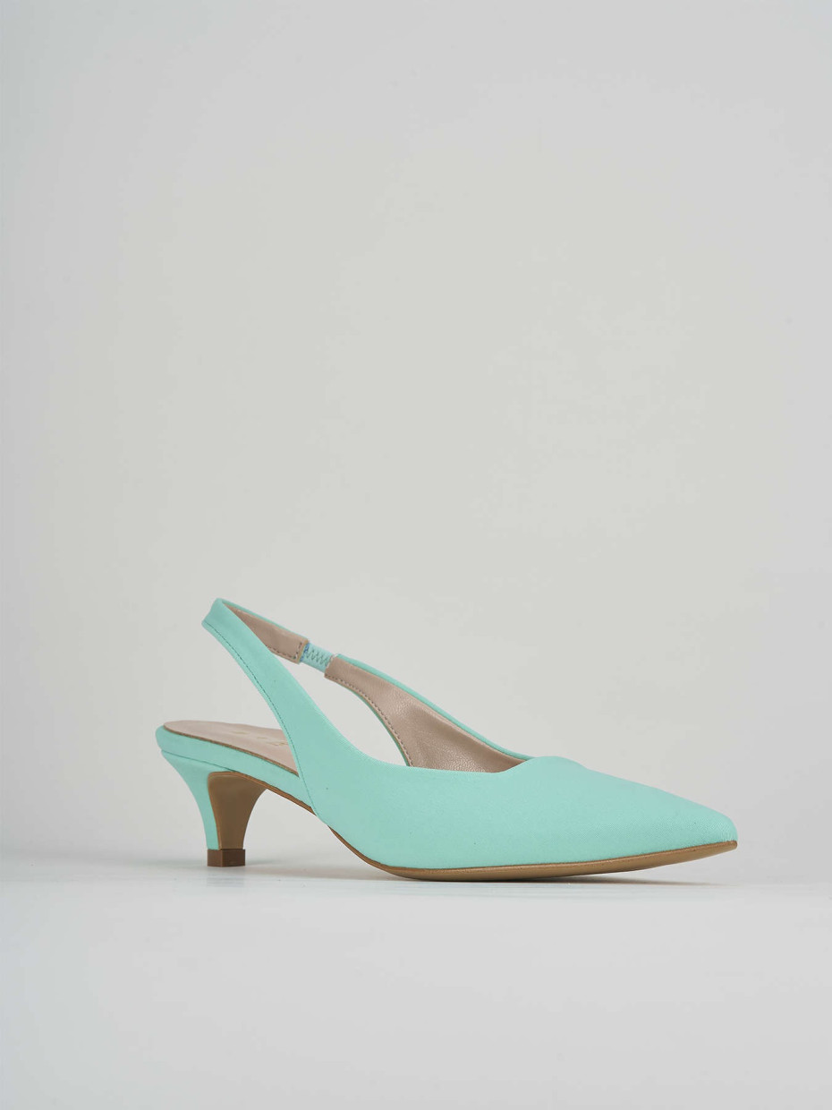 Décolleté e slingback tacco 3cm licra azzurro