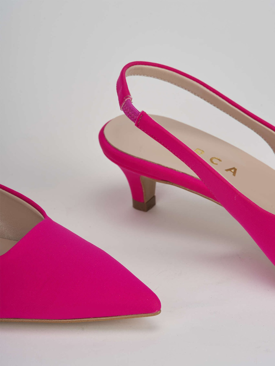 Décolleté e slingback tacco 3cm licra rosa