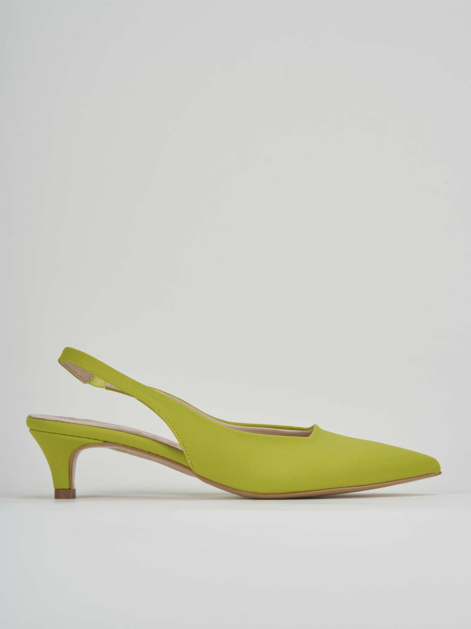 Décolleté e slingback tacco 3cm licra verde