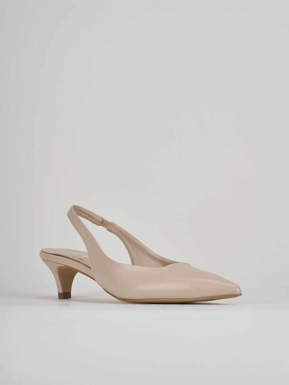 Décolleté e slingback tacco 3cm pelle beige